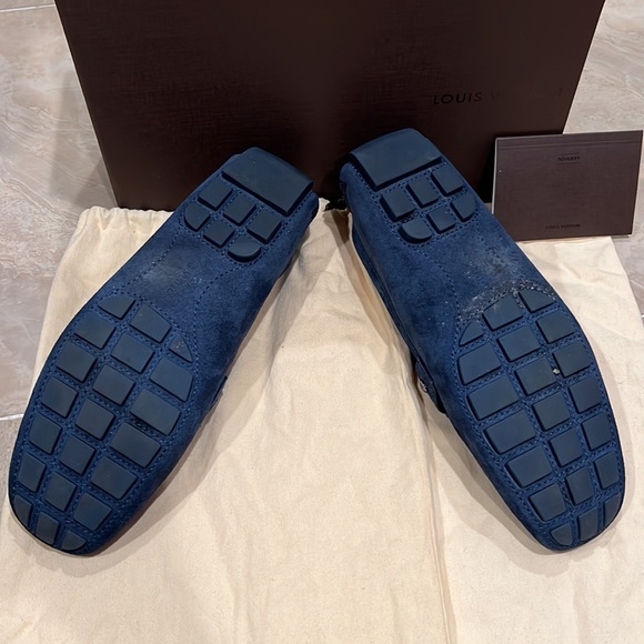 Authentic Louis Vuitton Blue Suede Monte Carlo Loafers - Picture 9 of 10